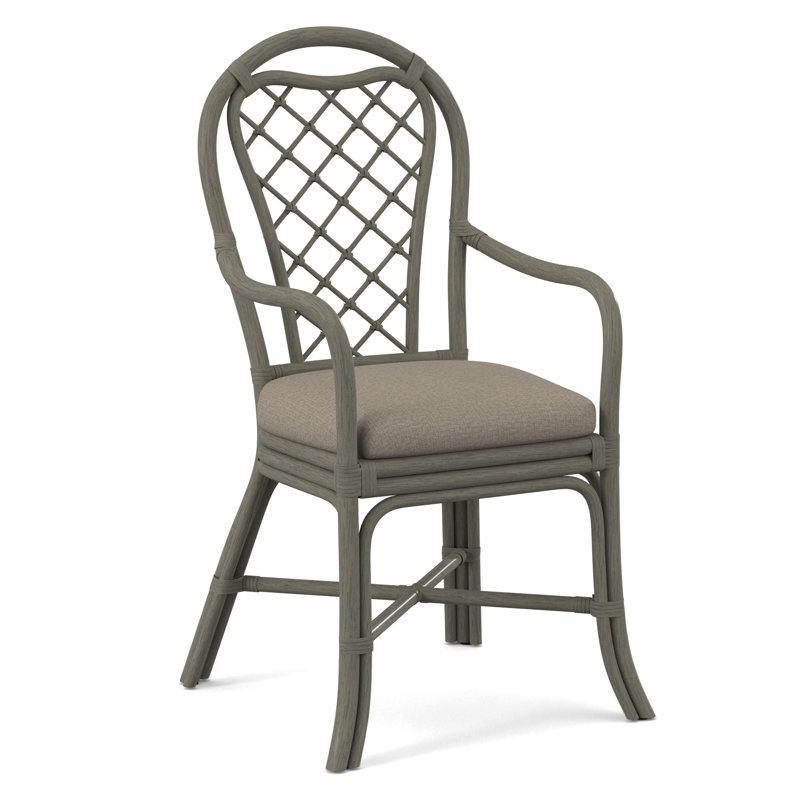 Trellis Dining Arm Chair, Greystone, Beige Performance Fabric; 0851-73