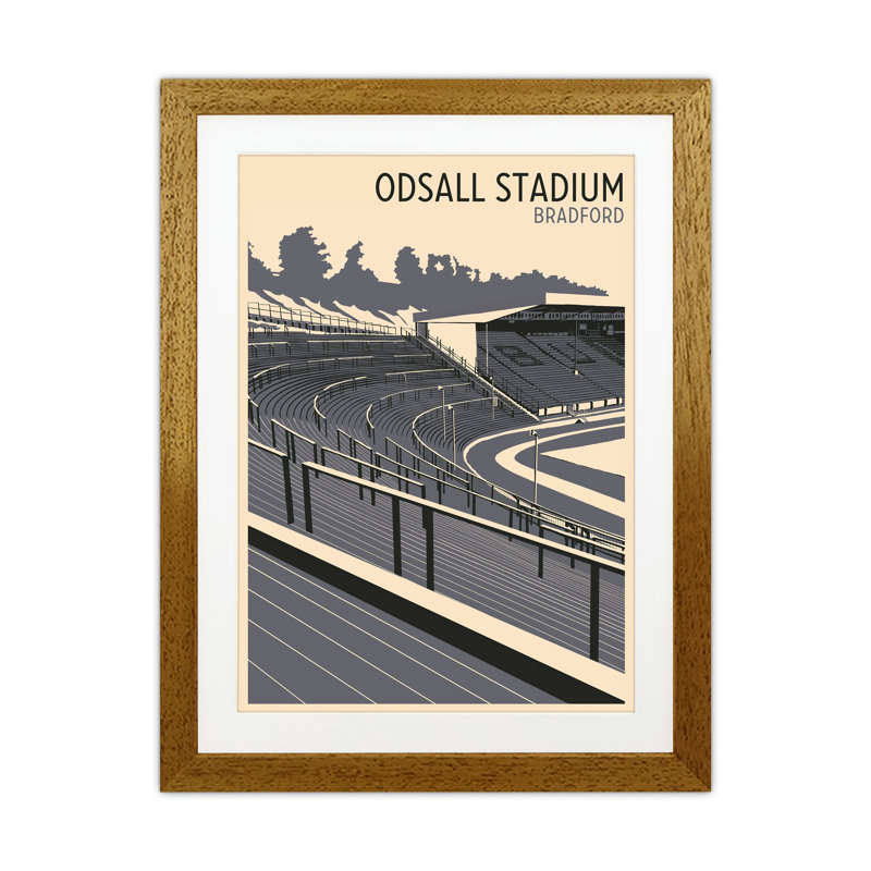 Odsal Stadium, Bradford by Richard O'Neill - Print, Brown Framed, 53.5cm H x 43.5cm W x 3cm D