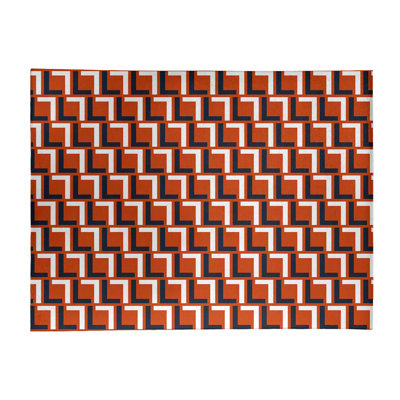 Tapis géométrique rouille / noir / blanc
