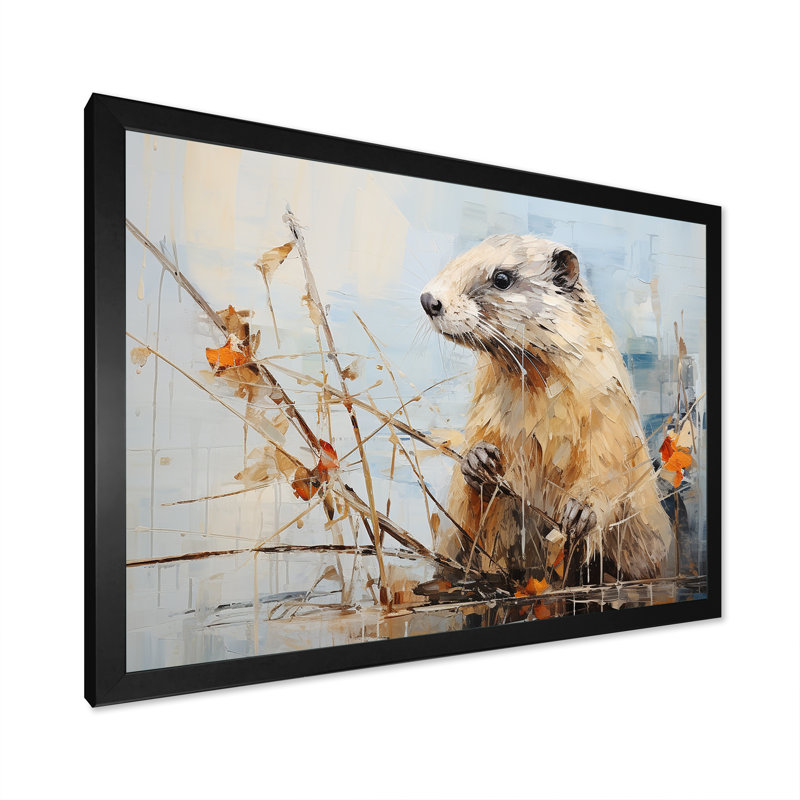 Minimalisme, castor brun I sur toile, Cadre photo noir, H 12 po x l 20 po x P 1 po