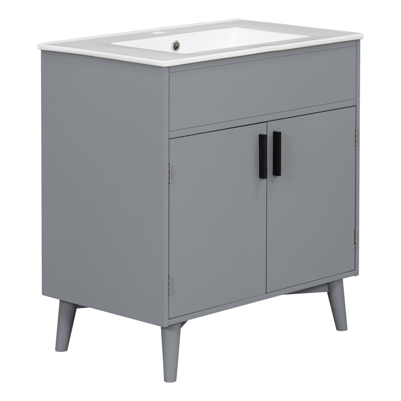Meuble-lavabo simple 30 po avec plateau en bois manufacturé Hinderk