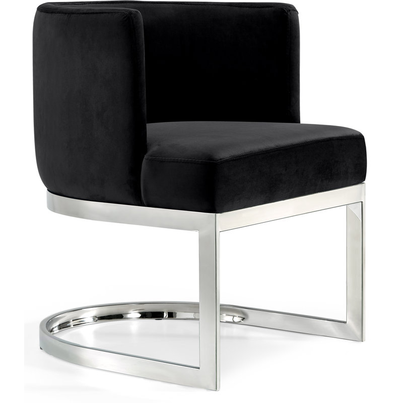 Gianna Barnier Wingback Arm Chair, Chrome, Black Velvet