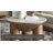 Ellison 33" Round Wood Coffee Table With Marble Top In Walnut