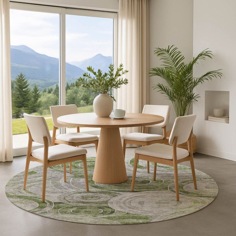 Premium Machine Washable Lubbers AMF1750 Geometric Rug, Round 8'