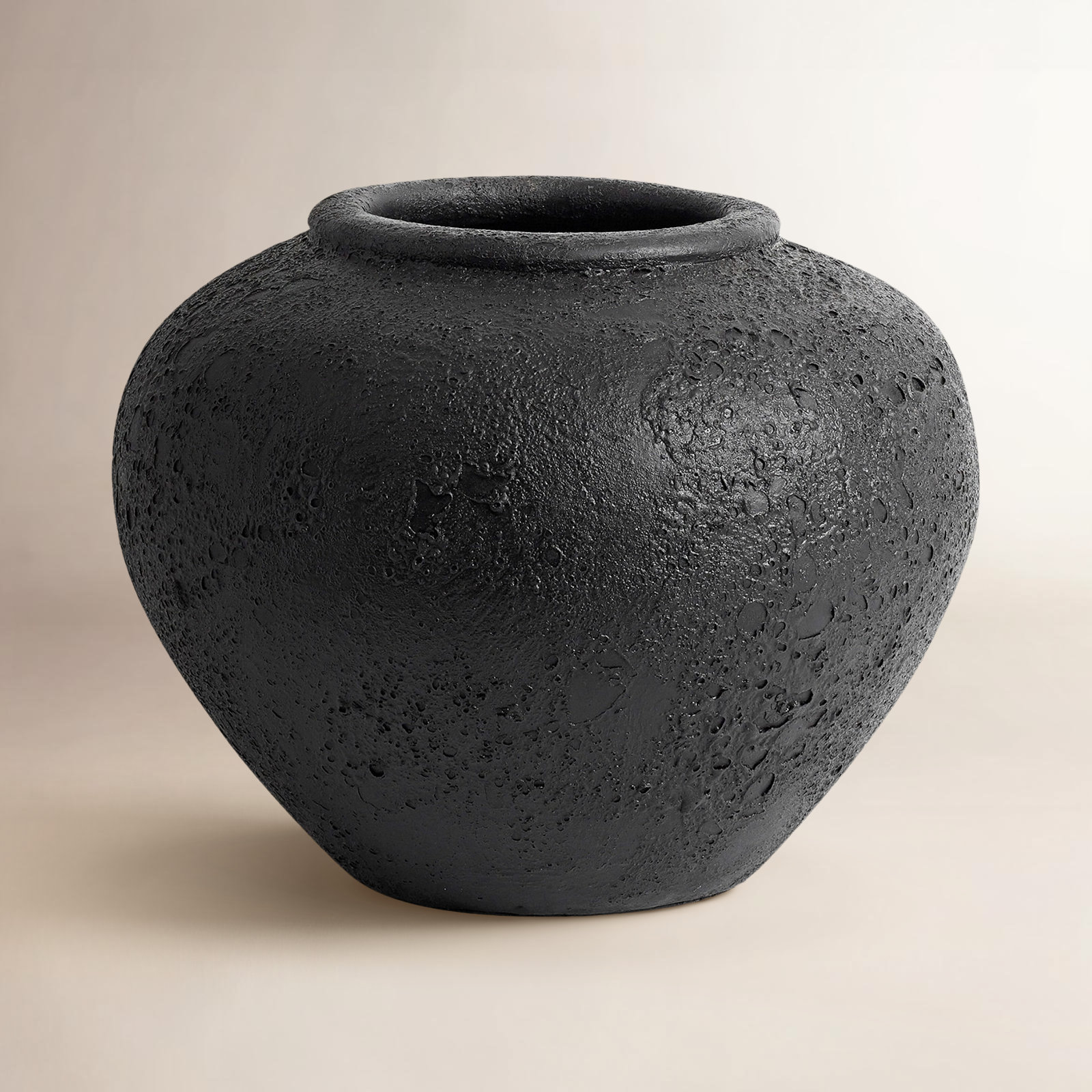 Carino Terracotta Floor Vase, 10.24" H x 13.39" W x 13.39" D, Dark Gray