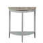 Console gris et chêne - style demi-lune avec tablette de rangement au look élégant