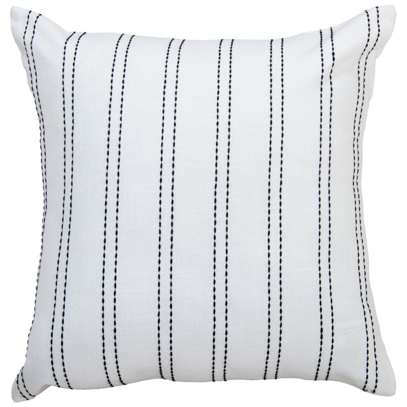 100% Cotton Filled Throw Pillow, Polyester, Black/White Striped
