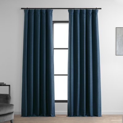 Faux Linen Thermal Blackout Curtains for Bedroom & Living Room Curtains - Single Panel Drapes (1 Panel)