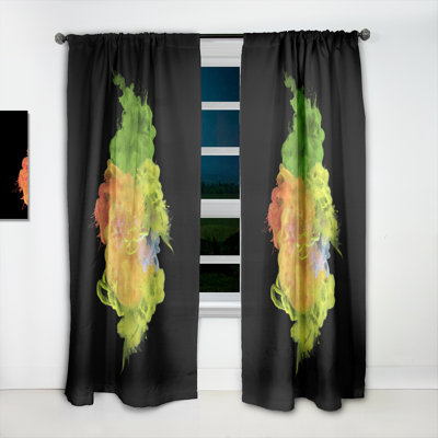 Vert et jaune, luxe abstrait, art fluide I - rideau abstrait - obscurcissant - 1 panneau