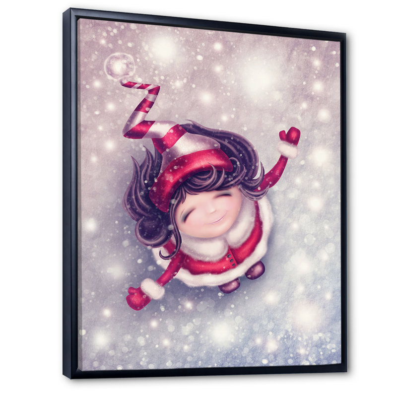 Toile de Noël, reproduction d'art des Fées d'hiver - Fée de Noël d'hiver, H 12 po x l 8 po, Cadre flottant noir
