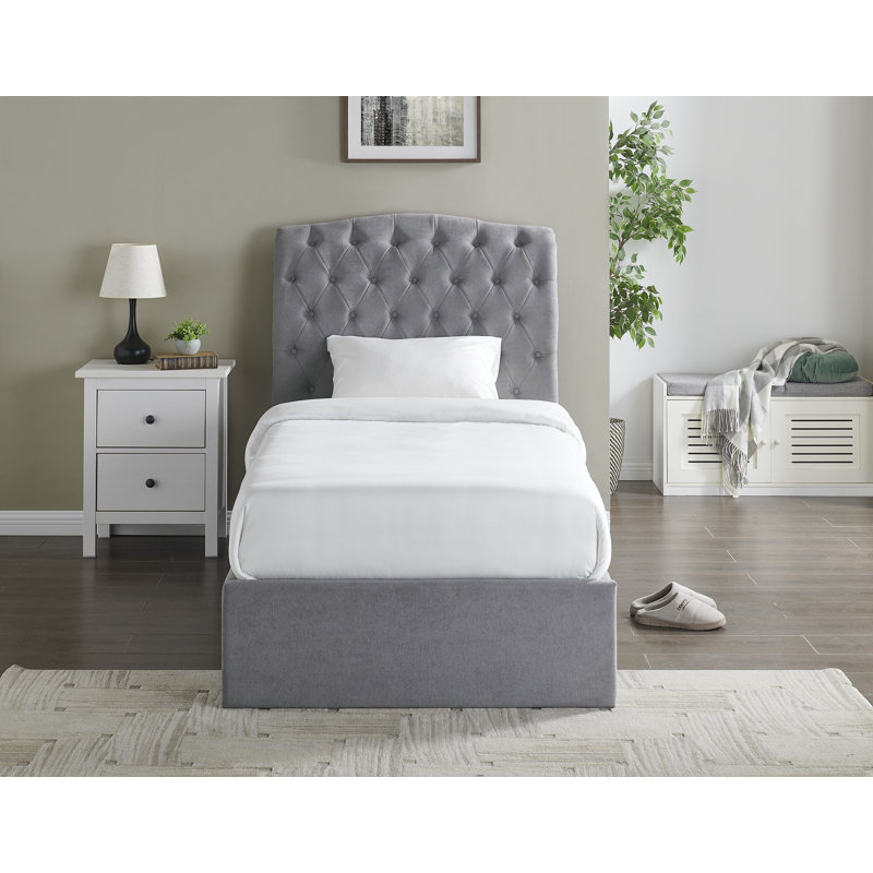 Campbell Upholstered Ottoman Storage Bed, Grey, Single (3')