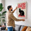 Black Cat, Red Book Japandi 1 Piece Wrapped Canvas Wall Art-47684826-47684829