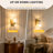 Wall Sconces Set of 2 Modern Vanity Lights with Double Clear Glass Shade Matte Black Indoor Farmhouse Wall Lights for Bathroom Living Room Bedroom Hallway Bulb E26 Base (Bulbs Not Included)-1107567806