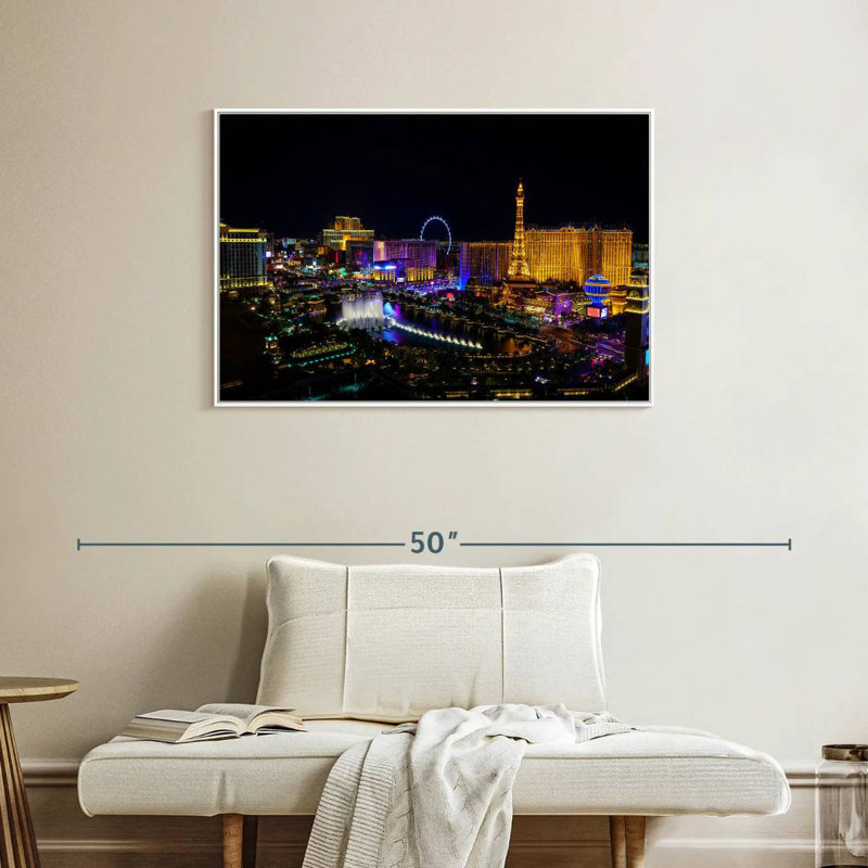 Las Vegas, Cadre flottant blanc, 37 po x 25 po