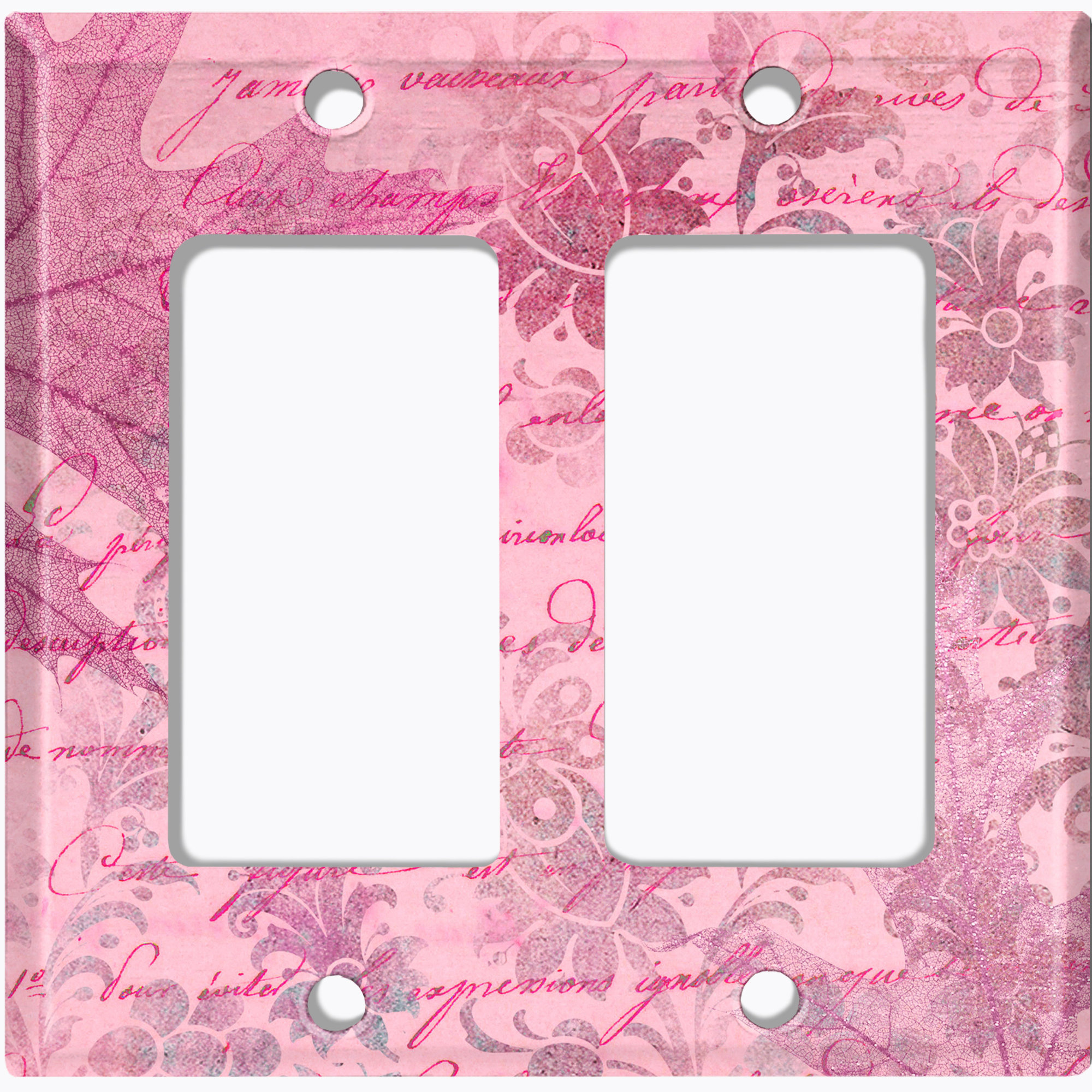 WorldAcc Metal Light Switch Plate Outlet Cover (Pink Leaf Letter ...