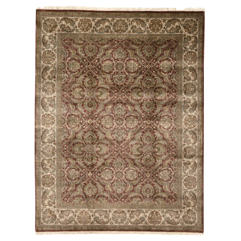 High-Quality Hand-Knotted Red And Cream Area Rug