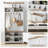 38" Farmhouse Hall Tree with Bench and Shoe Storage – Entryway Bench featuring Coat Rack, 5 Hooks, 2 Open Compartments, Barn Door, and Adjustable Shelf in Rustic White and Brown