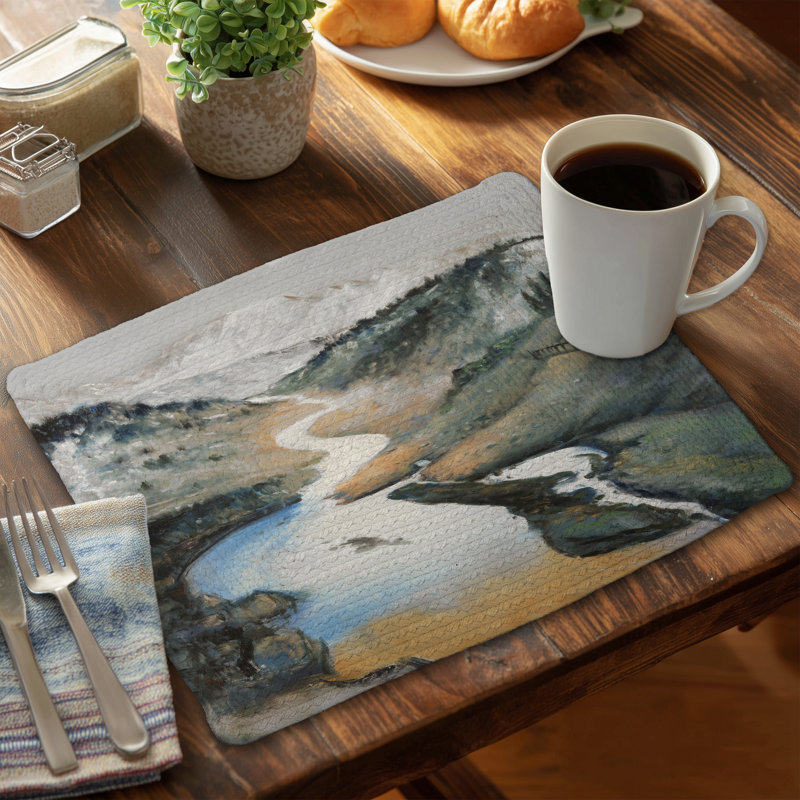 Napperons paysage en polyester tressé | Ensemble de 4 pour la décoration intérieure