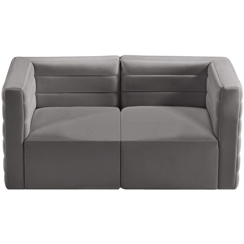 Enso 63'' Velvet Loveseat, Grey Velvet