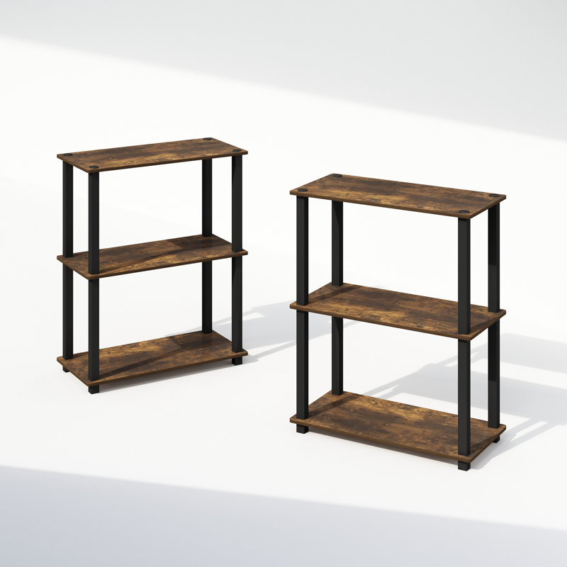 Ensemble de 2 tablettes debout polyvalentes empilables Lynde, 3 pièces, Pin ambré / noir, H 29,6 po x l 23,6 po x P 11,6 po