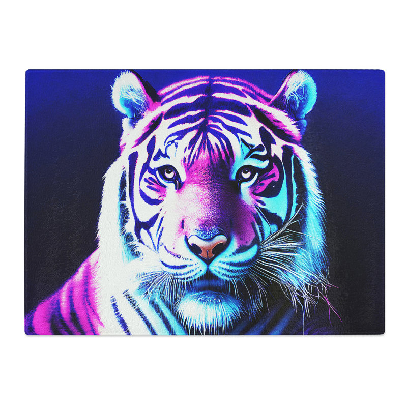 Neon Tiger  Glass Chopping Board