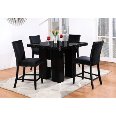 Tabourets de bar noirs (2 unités) - velours, conception en bois d'hévéa de hauteur 42 po x largeur 25 po, profondeur 20 po, revêtement en velours à finition noire, H x P