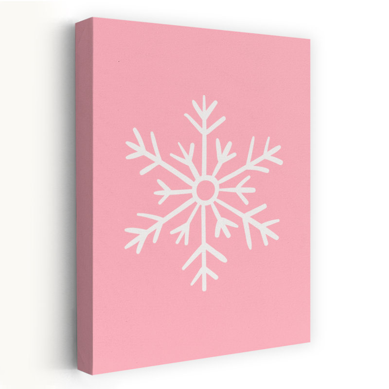 Pink Winter Snowflake Delicate Abstract Contemporary Winter Landscape Wall Art Print, 48" H x 32" W