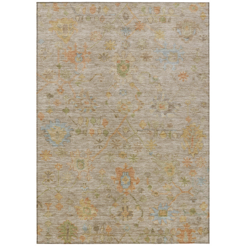 Machine Washable Indoor/Outdoor Xhevrie Beige Rug, Rectangle 2'6" x 3'10"