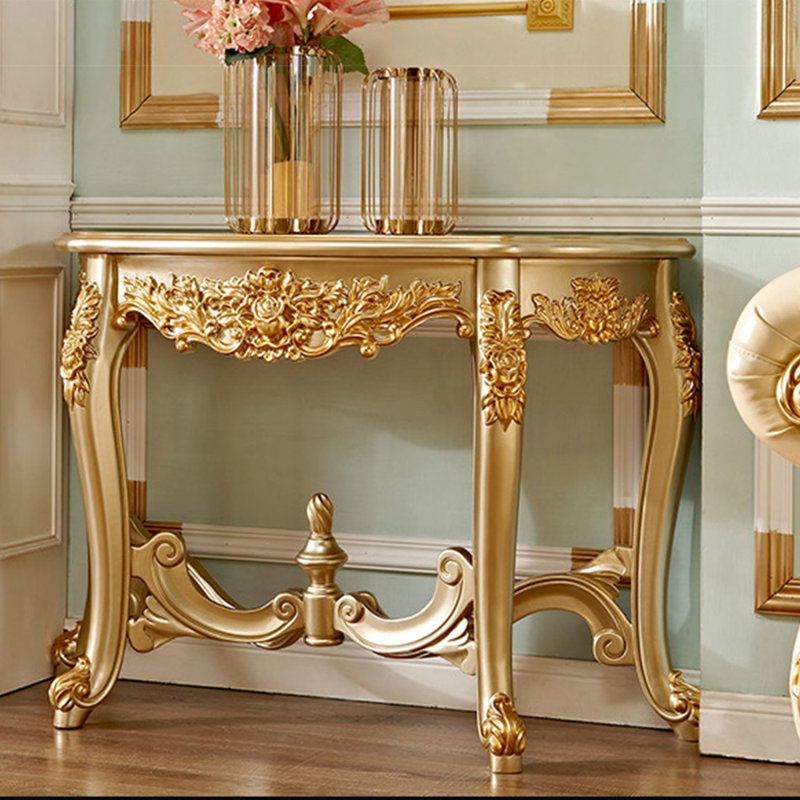 Table d'entrée de style européen en bois massif sculpté, H 31,8 po x l 57 po x P 20,8 po