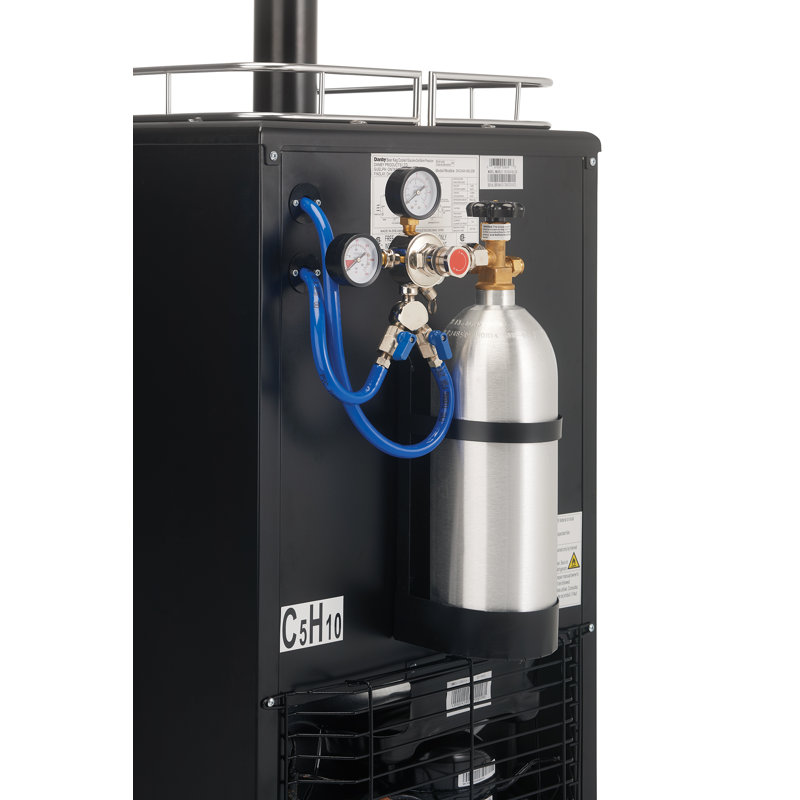 Spotless Steel and Black Dual Tap Freestanding Beverage Dispenser