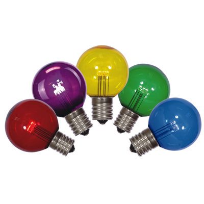  G50 LED Multi-color Transparent Glass Bulb E17 Nickel Base.