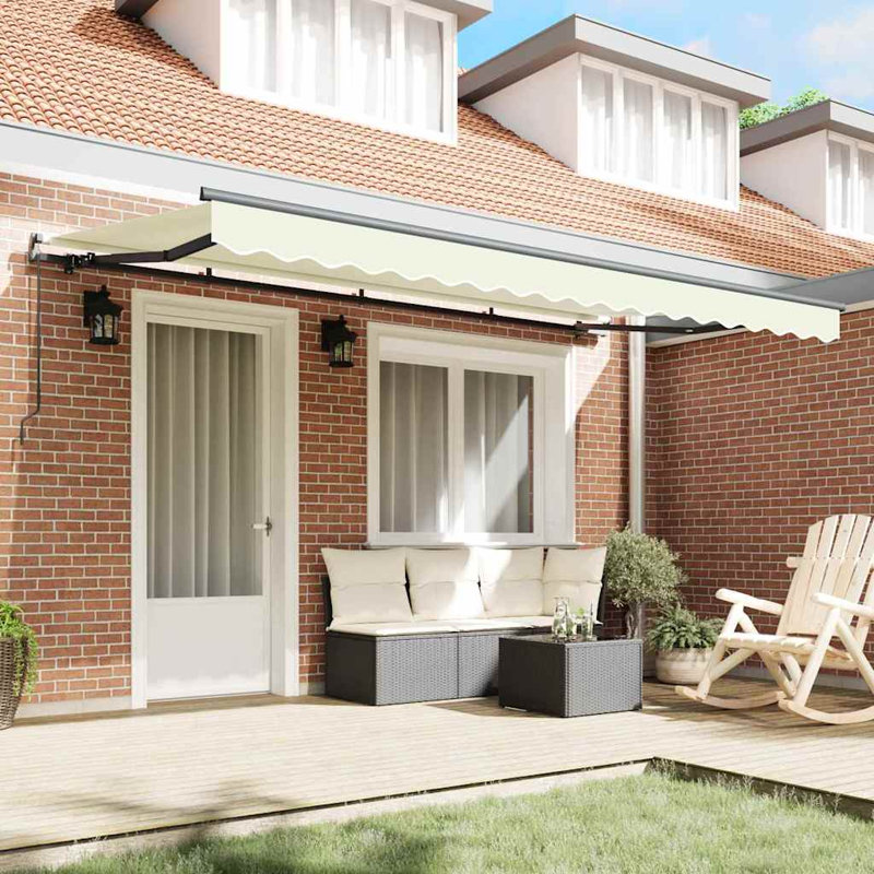Brayden Studio 200cm D Retractable Door / Window Awning, Cream/Anthracite, 400 cm W x 200 cm D