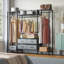 Portant à vêtements robuste en fil métallique Vipe V20, armoire compacte autoportante avec 6 tablettes, 3 tringles de suspension et 4 tiroirs en tissu, L 56,7 po x l 14,6 po x H 70,9 po, gris-155488781