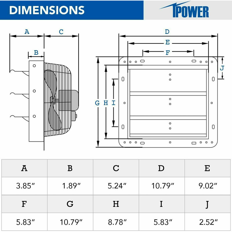 Ventilateur d'extraction à volets en aluminium 7 po. IPower, 1680 tr / min, 760 CFM, 28 W