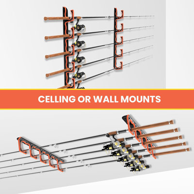 Fishing Rod Holder for Garage, H5 Wall or Ceiling Mounted Fishing Pole