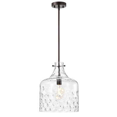 Luminaire suspendu en verre transparent huilé Daelan