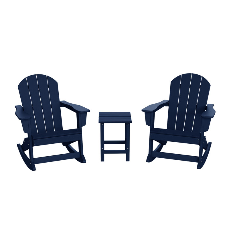 Laguna Rocking Outdoor Adirondack Chair With Table, Navy Blue