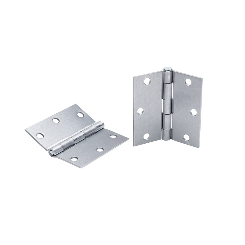 3.5 in. x 3.5 in. Full Mortise Residential Squared Hinge with Removable Pin - Pack of 2, Brushed Chrome