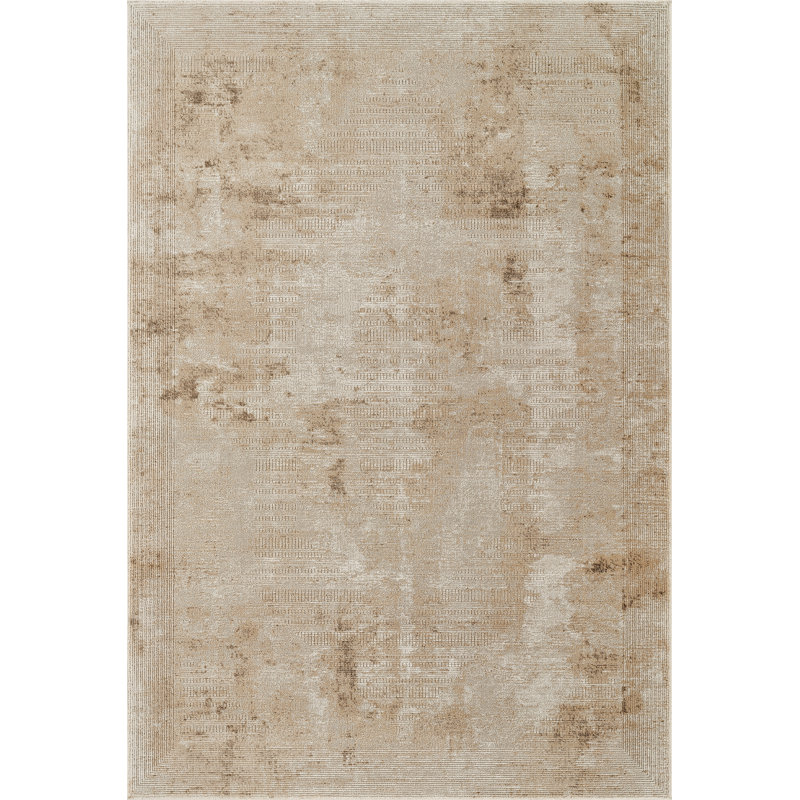 Brook Beige & Brown Abstract High-Low Modern Rug, 5'3" x 7'10", Beige/Brown