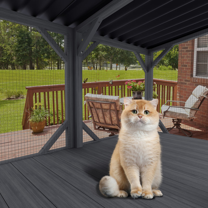 Bug Proof Cat Catio, Window Box Enclosure For Indoor Cats, Antique Grey