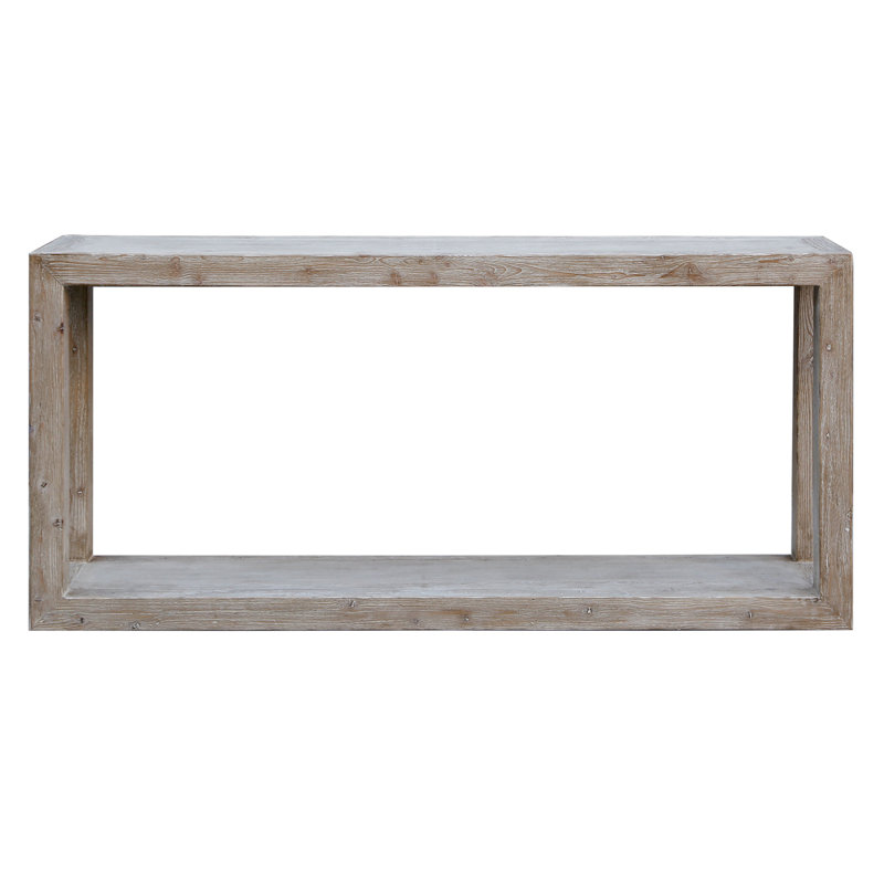 Lily's Living Versatile Large Peking Grand Framed Console Table, Weathered White Wash Finish, 67 Inch Long, Gray Wash
