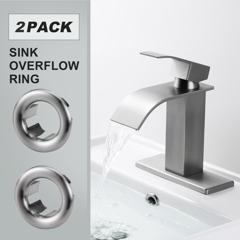 2 Pack Sink Overflow Ring Bathroom Kitchen Sink Basin Trim Overflow Cover Hole Insert Cap, Brushed Nickel