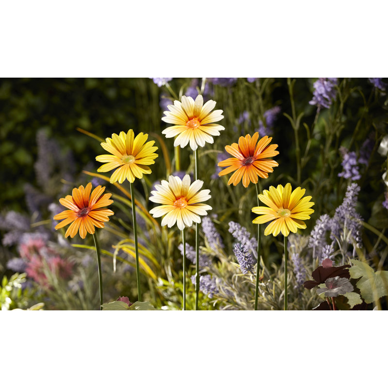 Montaigne Plants & Flowers Weather Resistant Metal Garden Statue, Yellow/Orange
