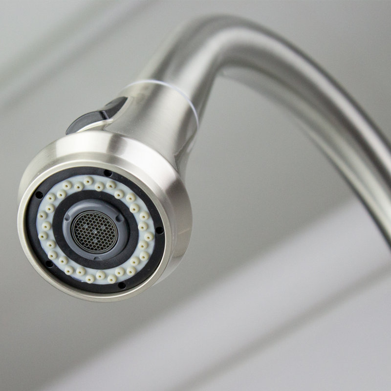Transolid Layla Pull Out Kitchen Faucet, Luxe Stainless/Cafe Latte