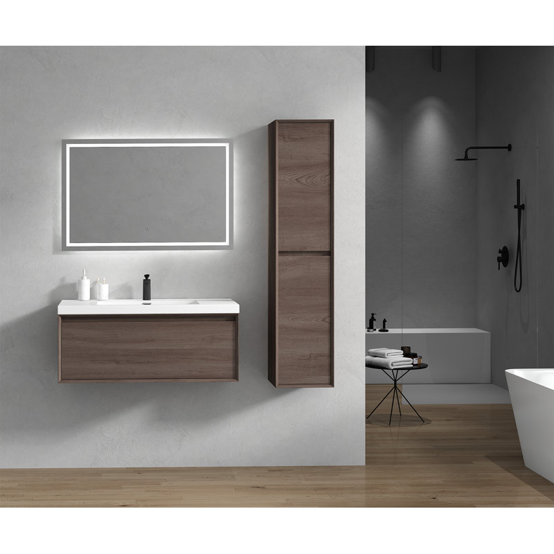 Meuble-lavabo mural simple l 41,9 po x P 19,6 po x H 17,7 po Eliya, Chêne rouge