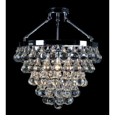 Xander 3-Light Chrome Metal Chandelier With Clear Crystals