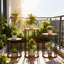 Support pour plante moderne Mid-Century avec plateau rond en bois, support pour plante d'intérieur en métal robuste et table de présentation pour le salon et la chambre à coucher
