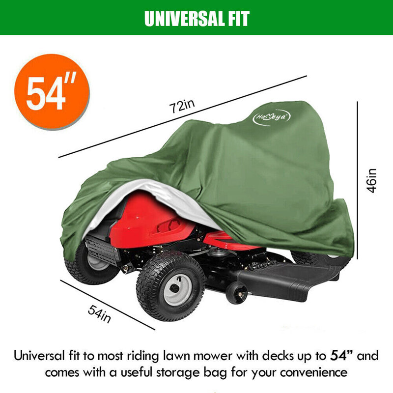 Mildew Resistant Lawn Mower Cover By HOMEYA, 46" H x 54" W x 72" D, Green