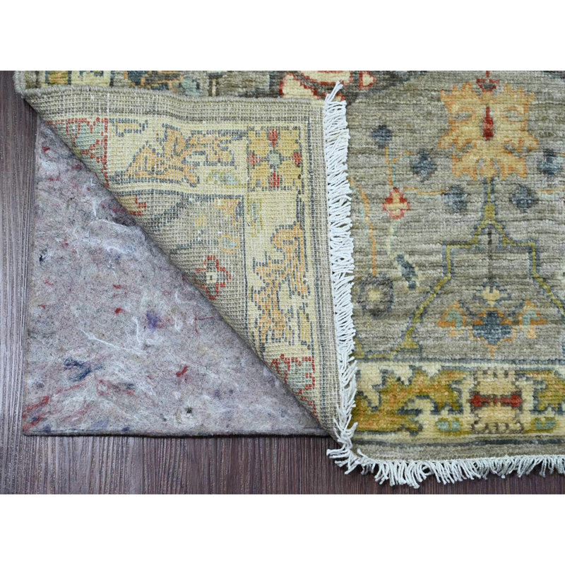 Tapis oriental gris en laine noué à la main 3 pi 2 po x 5 pi 1 po Peshawar Bijar
