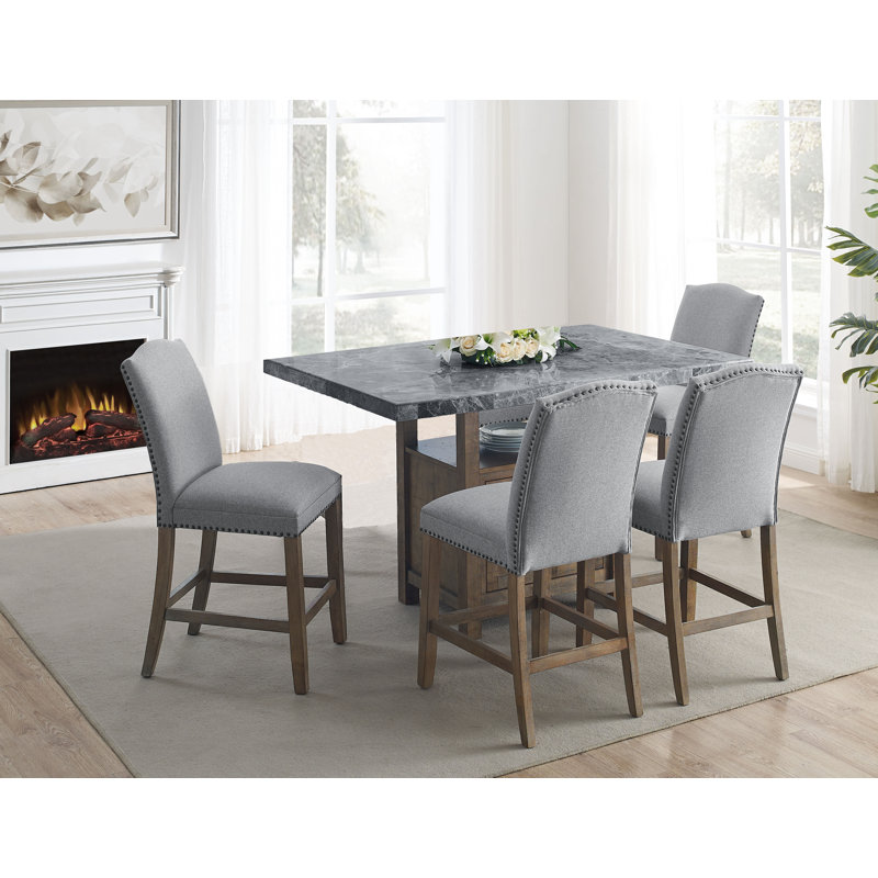 Hallowell 4 - Person Marble Top Four Leg Dining Set